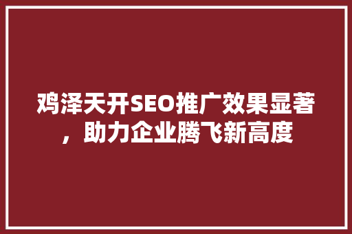 鸡泽天开SEO推广效果显著，助力企业腾飞新高度 百度SEO