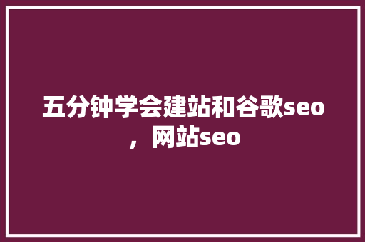 五分钟学会建站和谷歌seo，网站seo 百度SEO