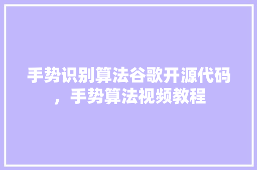 手势识别算法谷歌开源代码，手势算法视频教程