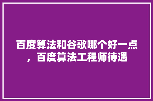 百度算法和谷歌哪个好一点，百度算法工程师待遇 百度SEO