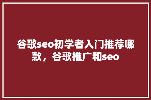 谷歌seo初学者入门推荐哪款，谷歌推广和seo 百度SEO