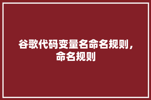 谷歌代码变量名命名规则，命名规则 GoogleSEO