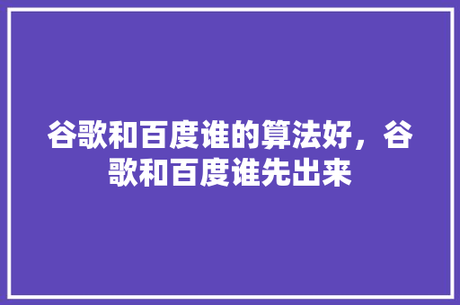 谷歌和百度谁的算法好，谷歌和百度谁先出来