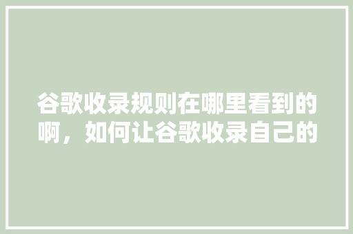 谷歌收录规则在哪里看到的啊，如何让谷歌收录自己的网站