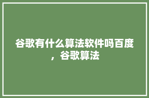谷歌有什么算法软件吗百度，谷歌算法 必应SEO