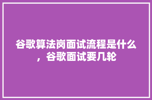 谷歌算法岗面试流程是什么，谷歌面试要几轮 GoogleSEO