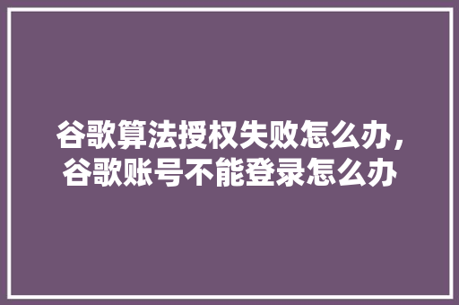 谷歌算法授权失败怎么办，谷歌账号不能登录怎么办