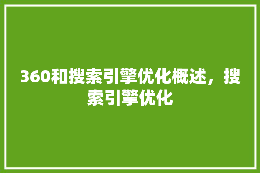 360和搜索引擎优化概述，搜索引擎优化 百度SEO