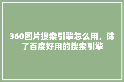 360图片搜索引擎怎么用，除了百度好用的搜索引擎 百度SEO