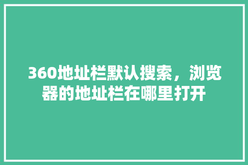 360地址栏默认搜索，浏览器的地址栏在哪里打开 必应SEO