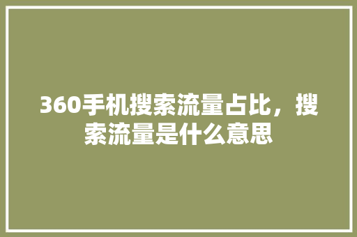 360手机搜索流量占比，搜索流量是什么意思