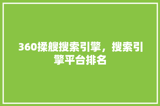 360揉艘搜索引擎，搜索引擎平台排名