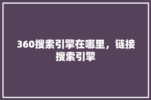 360搜索引擎在哪里，链接搜索引擎