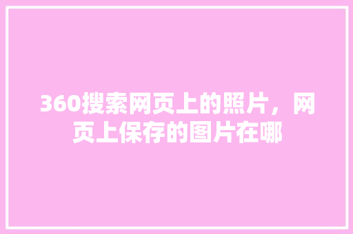 360搜索网页上的照片，网页上保存的图片在哪