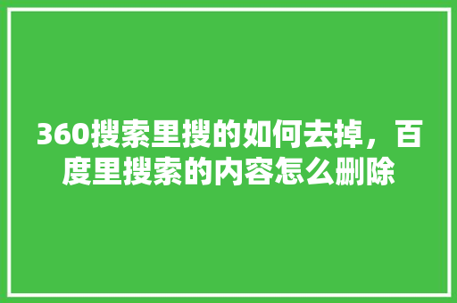 360搜索里搜的如何去掉，百度里搜索的内容怎么删除 神马SEO