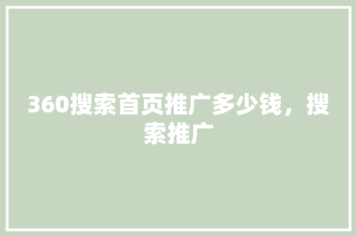 360搜索首页推广多少钱，搜索推广 百度SEO