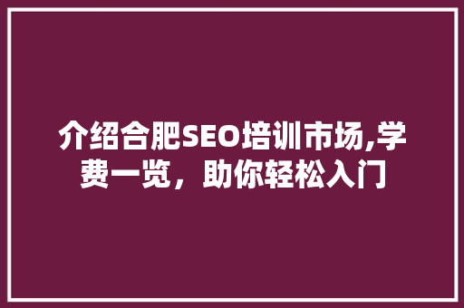 介绍合肥SEO培训市场,学费一览，助你轻松入门 神马SEO