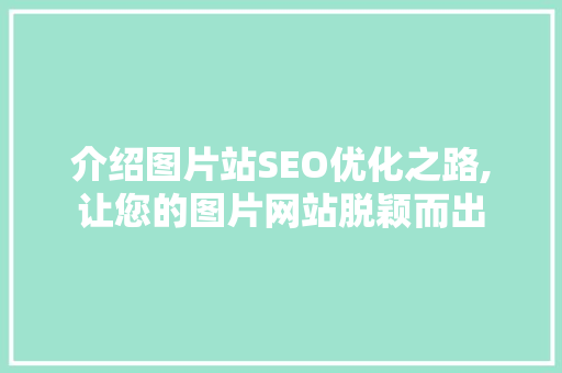 介绍图片站SEO优化之路,让您的图片网站脱颖而出 GoogleSEO