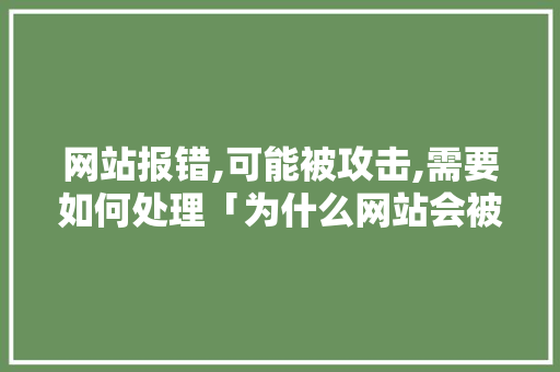 网站报错,可能被攻击,需要如何处理「为什么网站会被攻击呢」 网站报错,可能被攻击,需要如何处理「为什么网站会被攻击呢」 必应SEO