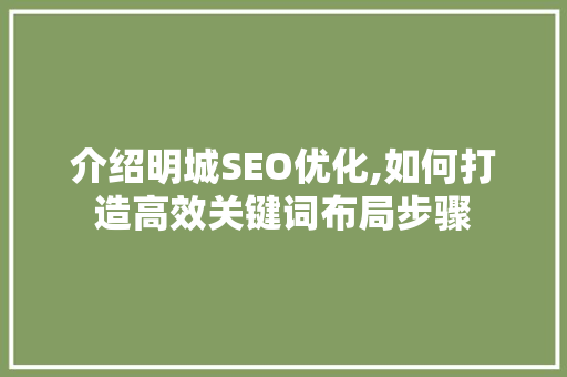 介绍明城SEO优化,如何打造高效关键词布局步骤 必应SEO