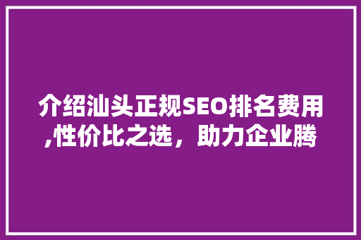 介绍汕头正规SEO排名费用,性价比之选，助力企业腾飞 GoogleSEO