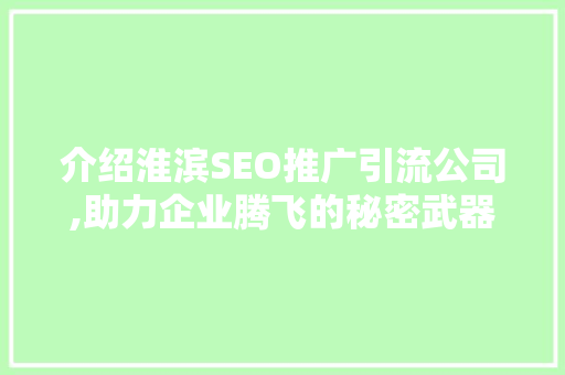 介绍淮滨SEO推广引流公司,助力企业腾飞的秘密武器 必应SEO