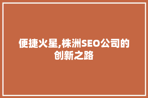 便捷火星,株洲SEO公司的创新之路 百度SEO