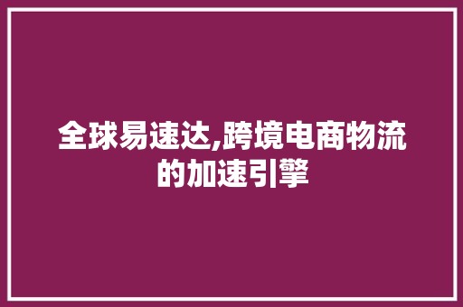 全球易速达,跨境电商物流的加速引擎 GoogleSEO
