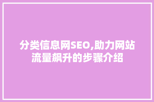 分类信息网SEO,助力网站流量飙升的步骤介绍 搜狗SEO