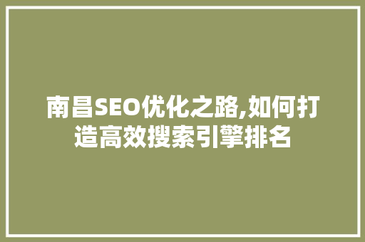 南昌SEO优化之路,如何打造高效搜索引擎排名 必应SEO