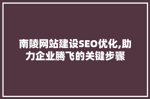 南陵网站建设SEO优化,助力企业腾飞的关键步骤