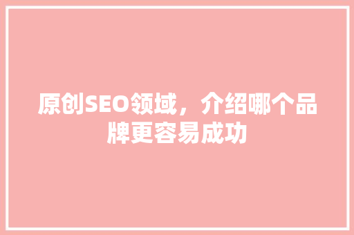 原创SEO领域，介绍哪个品牌更容易成功 必应SEO