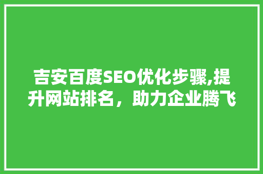 吉安百度SEO优化步骤,提升网站排名，助力企业腾飞 必应SEO