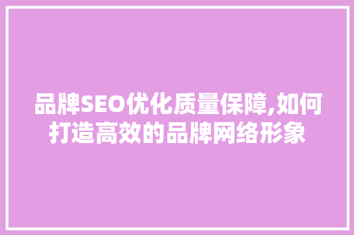 品牌SEO优化质量保障,如何打造高效的品牌网络形象 必应SEO