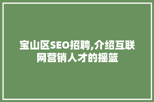 宝山区SEO招聘,介绍互联网营销人才的摇篮 百度SEO
