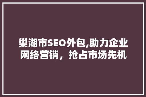 巢湖市SEO外包,助力企业网络营销，抢占市场先机 GoogleSEO