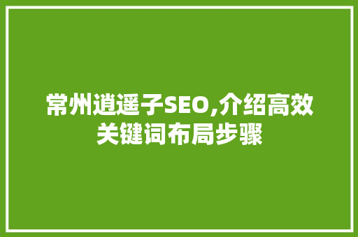 常州逍遥子SEO,介绍高效关键词布局步骤 神马SEO
