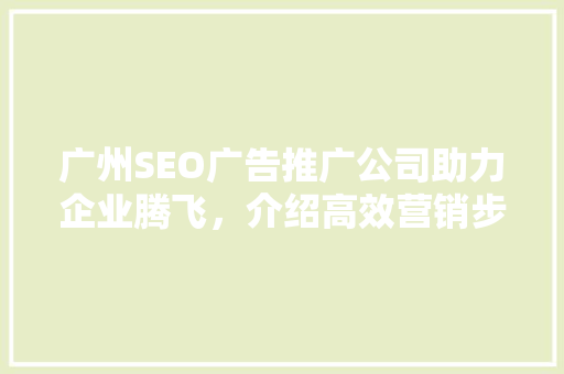 广州SEO广告推广公司助力企业腾飞，介绍高效营销步骤 GoogleSEO