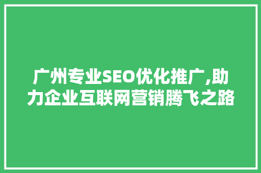 广州专业SEO优化推广,助力企业互联网营销腾飞之路