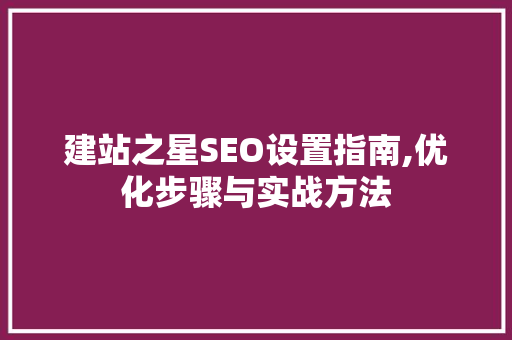 建站之星SEO设置指南,优化步骤与实战方法 神马SEO