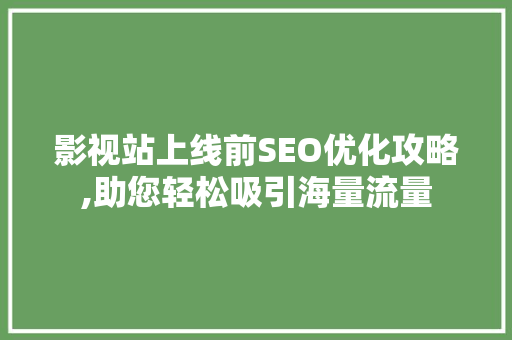 影视站上线前SEO优化攻略,助您轻松吸引海量流量 搜狗SEO
