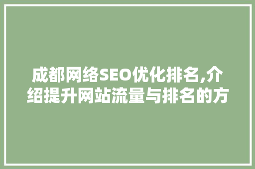 成都网络SEO优化排名,介绍提升网站流量与排名的方法 GoogleSEO