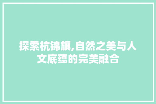 探索杭锦旗,自然之美与人文底蕴的完美融合