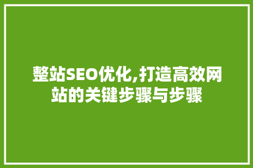 整站SEO优化,打造高效网站的关键步骤与步骤 百度SEO