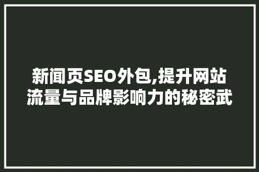 新闻页SEO外包,提升网站流量与品牌影响力的秘密武器 GoogleSEO