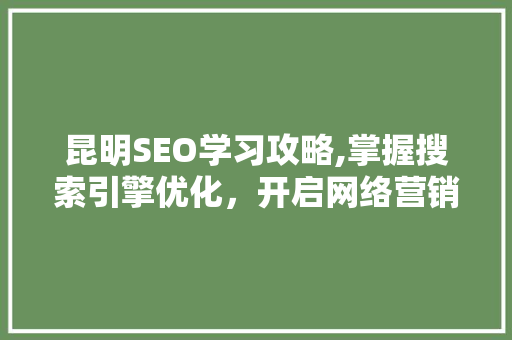 昆明SEO学习攻略,掌握搜索引擎优化，开启网络营销新篇章 GoogleSEO