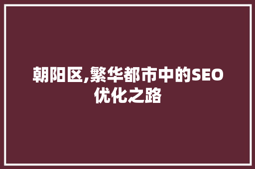 朝阳区,繁华都市中的SEO优化之路 搜狗SEO