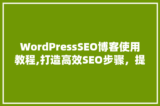 WordPressSEO博客使用教程,打造高效SEO步骤，提升网站排名 GoogleSEO