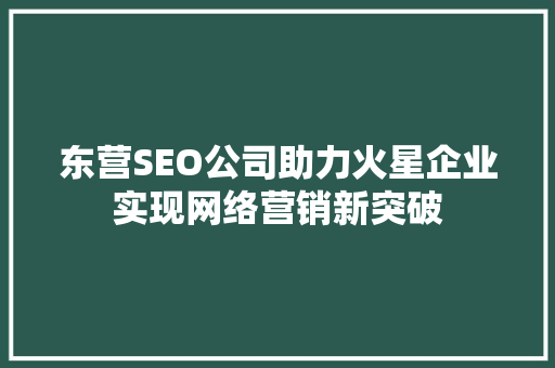 东营SEO公司助力火星企业实现网络营销新突破 必应SEO