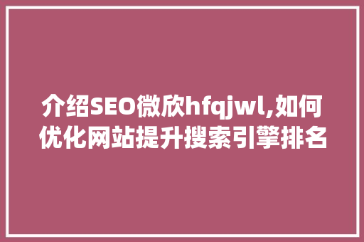 介绍SEO微欣hfqjwl,如何优化网站提升搜索引擎排名
